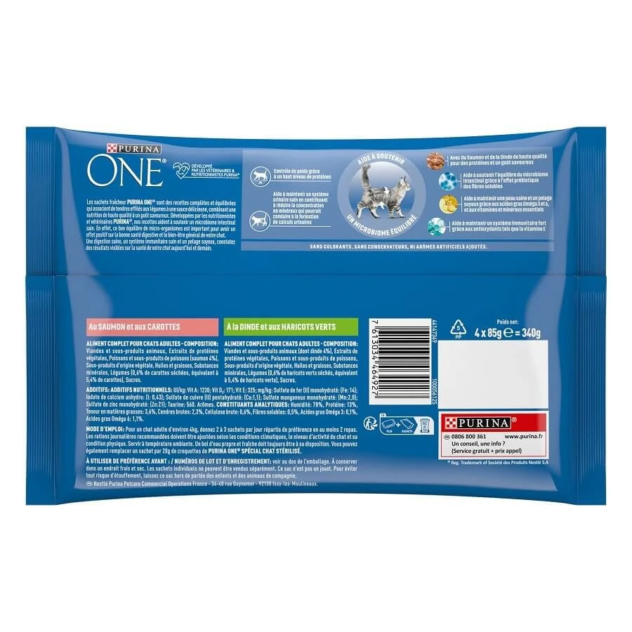 Purina One Chat Stérilisé Saumon Dinde 4 X 85 G 4 Purina One Chat Stérilisé Saumon Dinde 4 X 85 G – Image 2